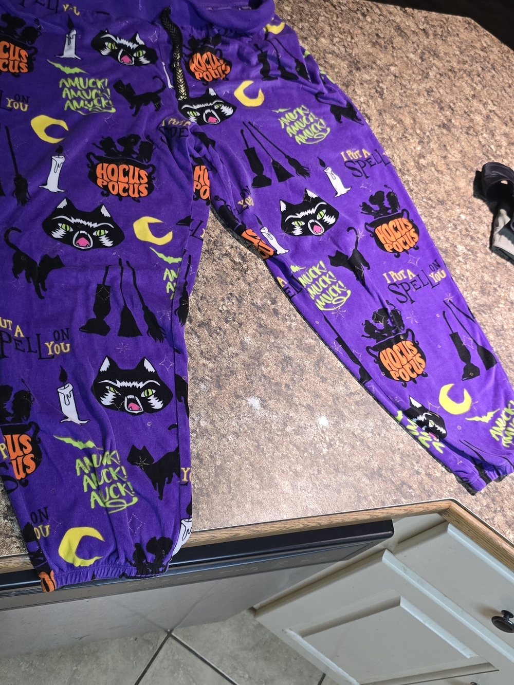 Disney Purple Hocus Pocus Xl Pajama Bottoms with Yellow & Orange Accents